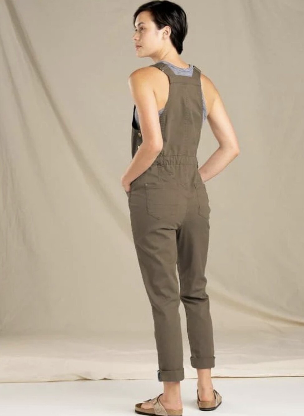 Toad&Co Touchstone Cuffed Organic Cotton Overalls Size Medium Outdoors Casual - Picture 2 of 13
